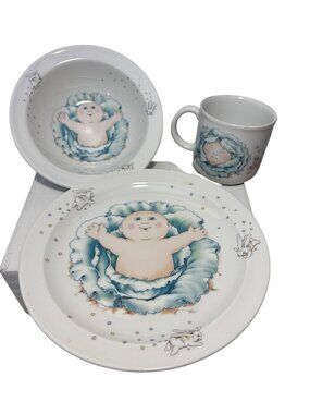Cabbage Patch Kids Porcelain Dining Set Plate Bowl Mug Royal Worcester Vtg 1984